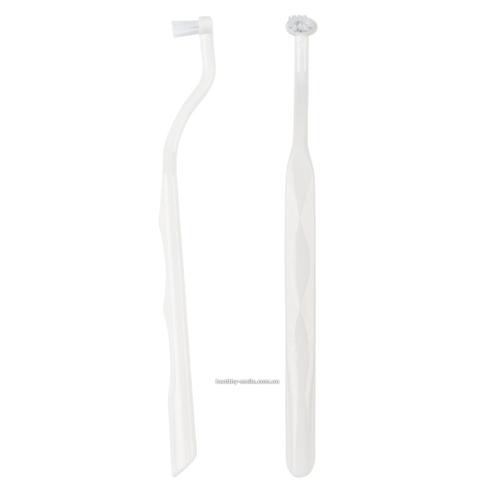 Toothbrush for braces, implants and dentures, White
